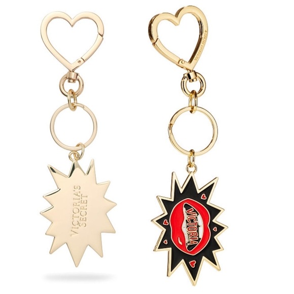 Victoria’s Secret ✦ Rock & Roll It Out Keychain ✦ Gold, Red & Black Logo Charm - Picture 1 of 5